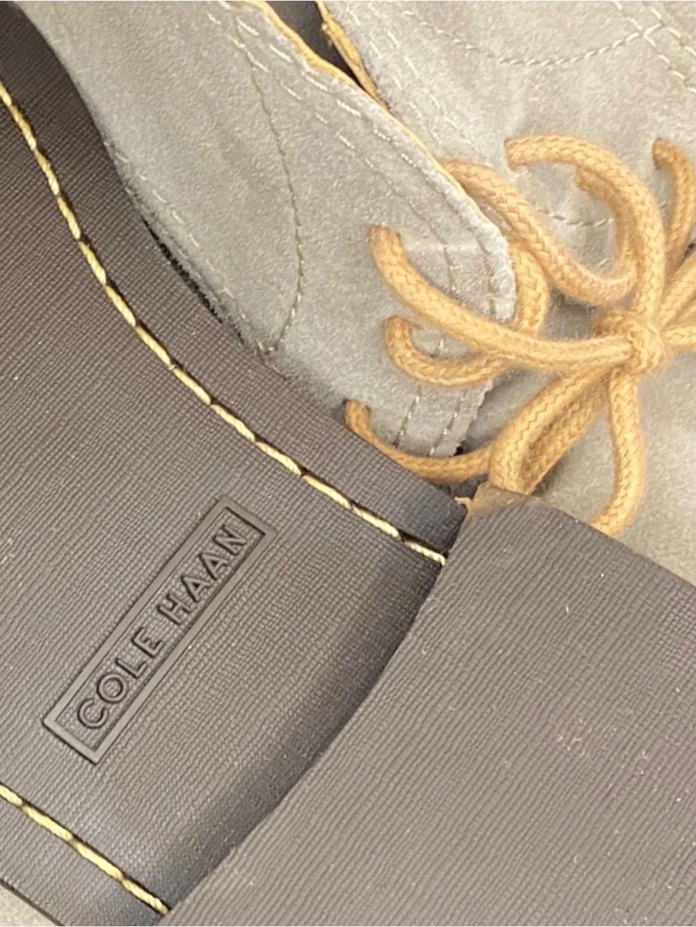 COLE HAAN - Men's Suede Chukka Boots in Light Gray with Tan Laces